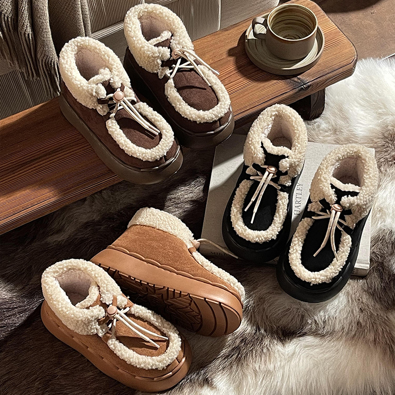 Women's 2024 new winter suede thick short boots. Warm flat bottom non slip cotton shoes 241115