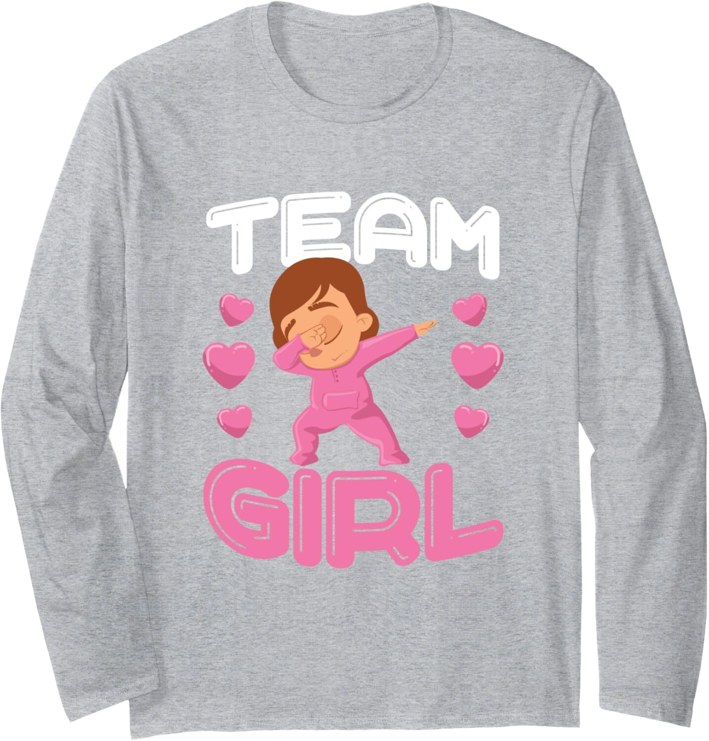 Long Sleeve Shirts for Men sweatshirt Cute Team Girl Gender Reveal Dabbing White Baby It's A Girl Long Sleeve Tee Streetwear Casual tops clothes