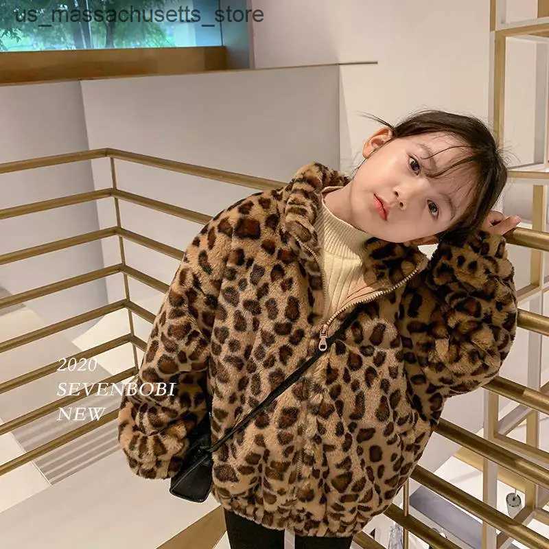 Jackets Girl Leopard Print Jacket Fleece Velvet Thicken Coat for Children Autumn Winter Cotton Padding Outwear 1 To 8 Years Kids Clothes L240910