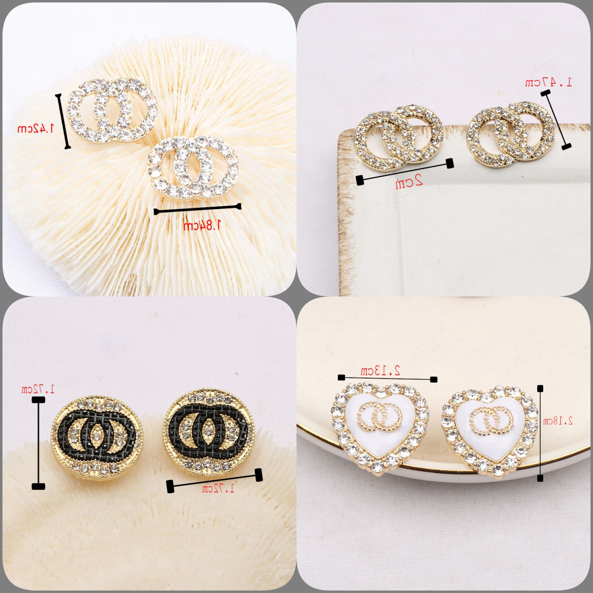 Simple Round 18K Gold Plated 925 Silver Classic Designers Letters Stud Geometric Famous Women Crystal Rhinestone Pearl Earring Wedding Party Luxury Jewerlry Alloy