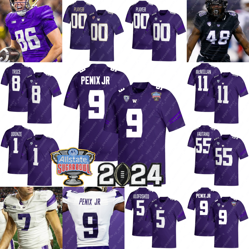 UW Huskies Football Jersey Michael Penix Jr Rome Odunze Ja'Lynn Polk Will Rogers Jonah Coleman Denzel Boston Jeremiah Hunter Decker DeGraaf Bruener Thaddeus Dixon