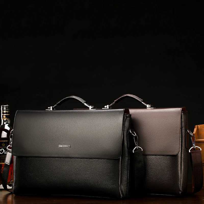 Genuine Leather Laptop Briefcase Men - Stylish Business Messenger Bag for Office, Lawyer, and Travel