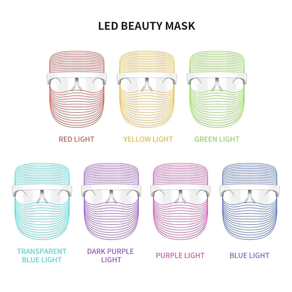 Rechargable Red Light Therapy Skin Care Led Mask Home Use Beauty Devices 7 Colours LED Light Therapy Face Beauty Devices 240930