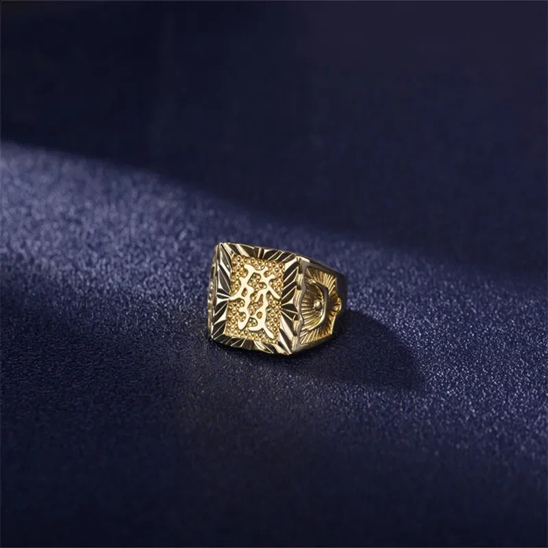 Real 18K Gold Ring for Men Anillos Mujer Rock Gemstone Genuine 18 K Jewelry De Hiphop Origin Rings Box Bizuteria 240923