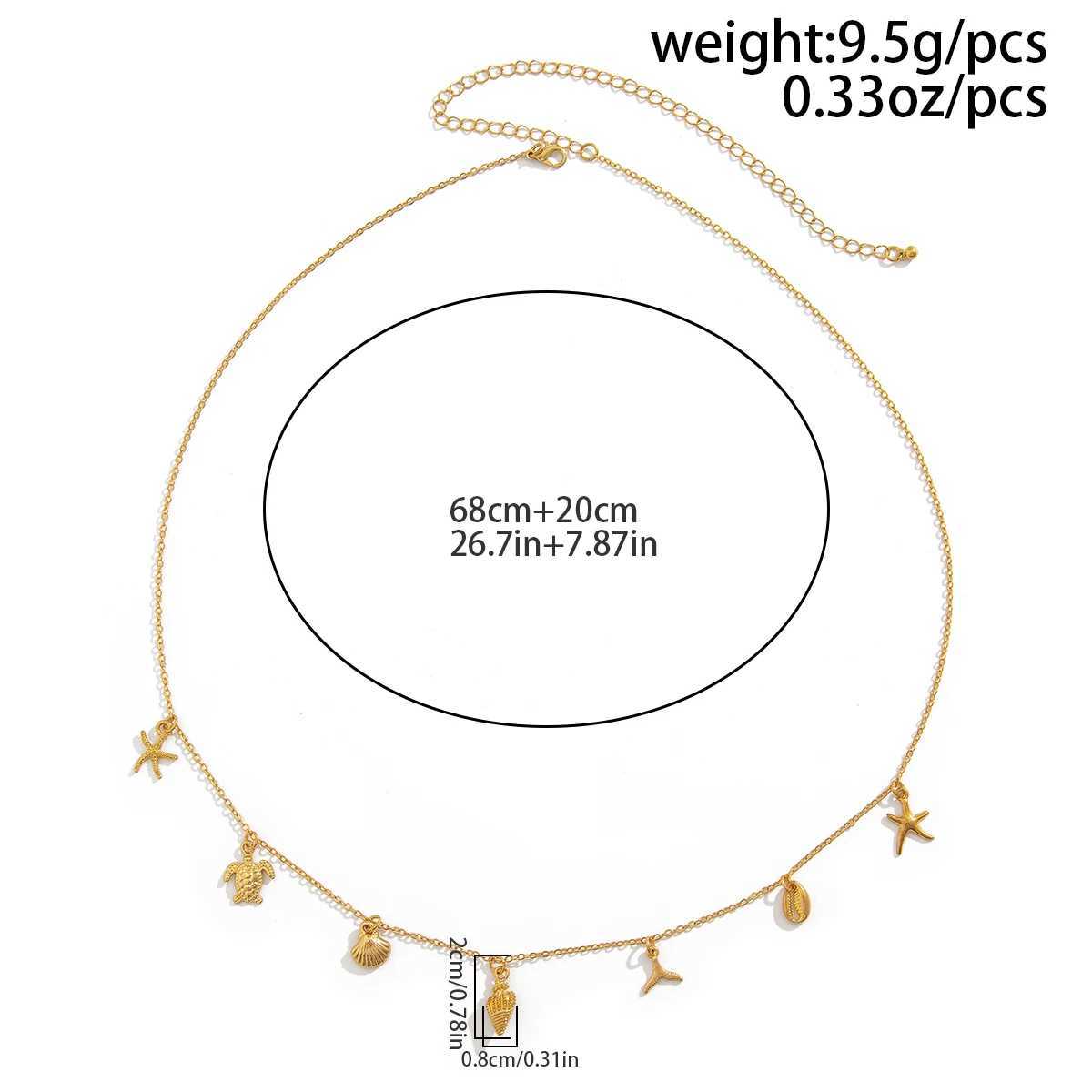Ingemark Minimalism Boho Metal Sea Turtle Conch Starfish Pendant Waist Belly Chain for Women Summer Beach Sexy Body Jewelry GiftX240930