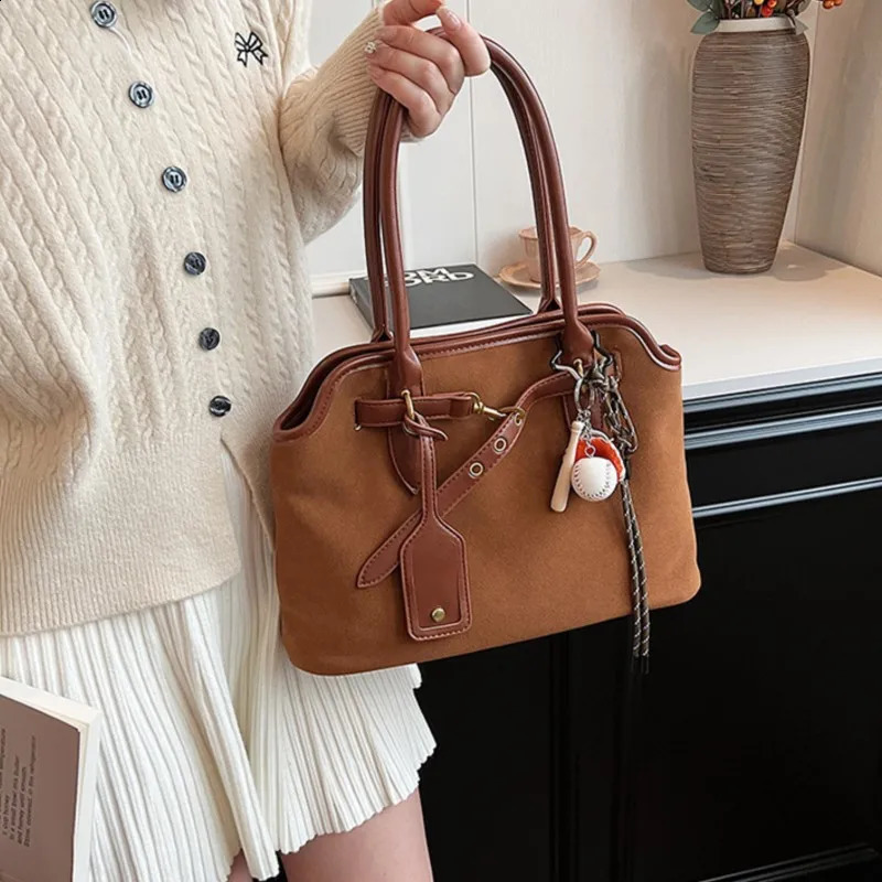 Retro Matte PU Leather Shoulder Bag Women Korean Large Capacity Crossbody Bags Tote Bag Fashion Handbags 240930