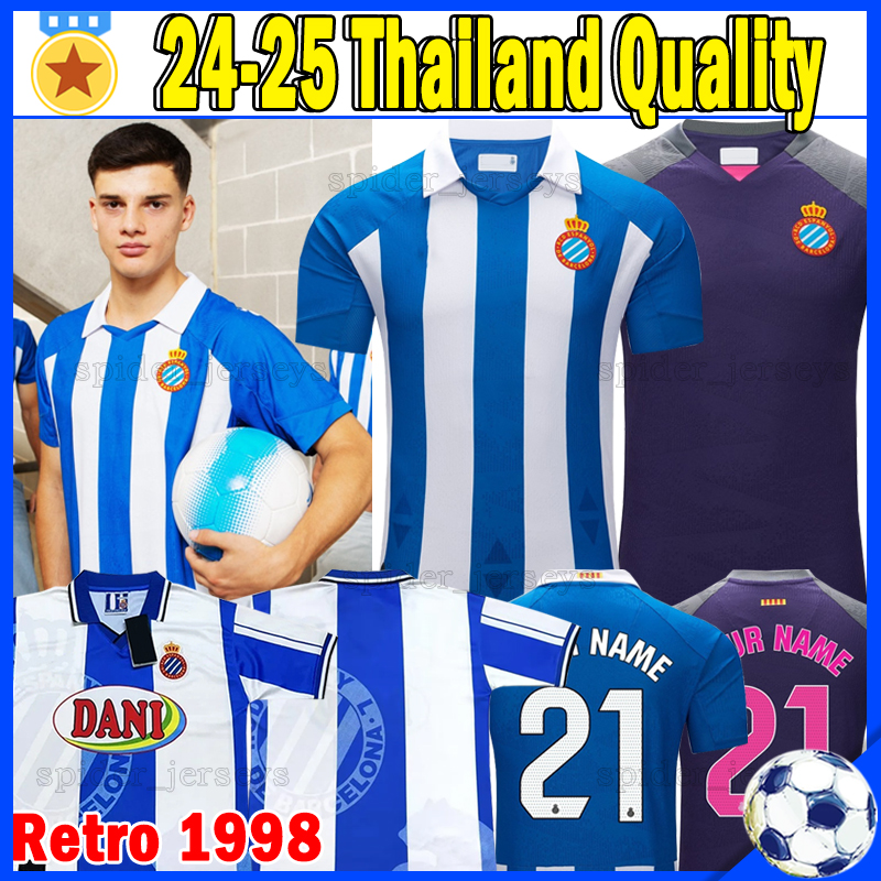 24 25 RCD Espanyol Soccer Jerseys Retro 1998 Football Shirts 2024 2025 S.GOMEZ EL HILALI CABRERA A.TEJERO SANCHEZ CARDONA C.ROMERO GRAGERA PUADO Men Uniforms Kits