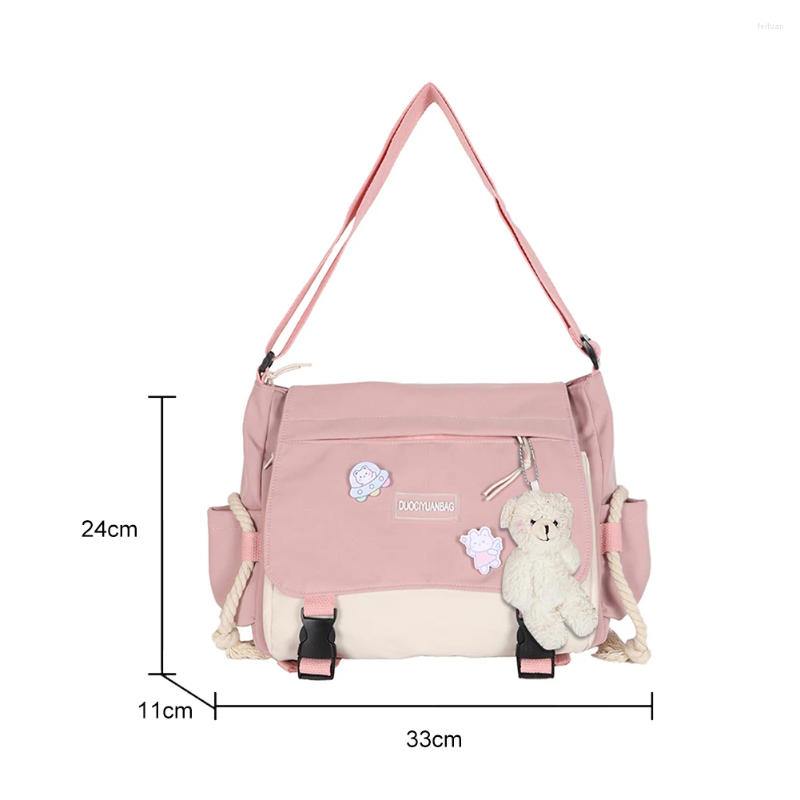 2025 NEW Bag Haruku Nylon Crossbody Large Capacity Student Tutorial Hit Color Ladies Messenger Pouch Zipper Pocket For Work Sports zhanyishengli