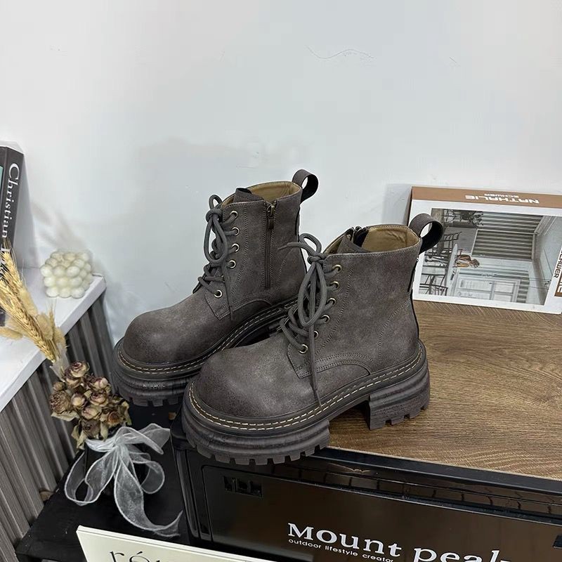2024 Autumn New Brush Color Versatile Thick Bottom Short Tube Motorcycle Martin Boots