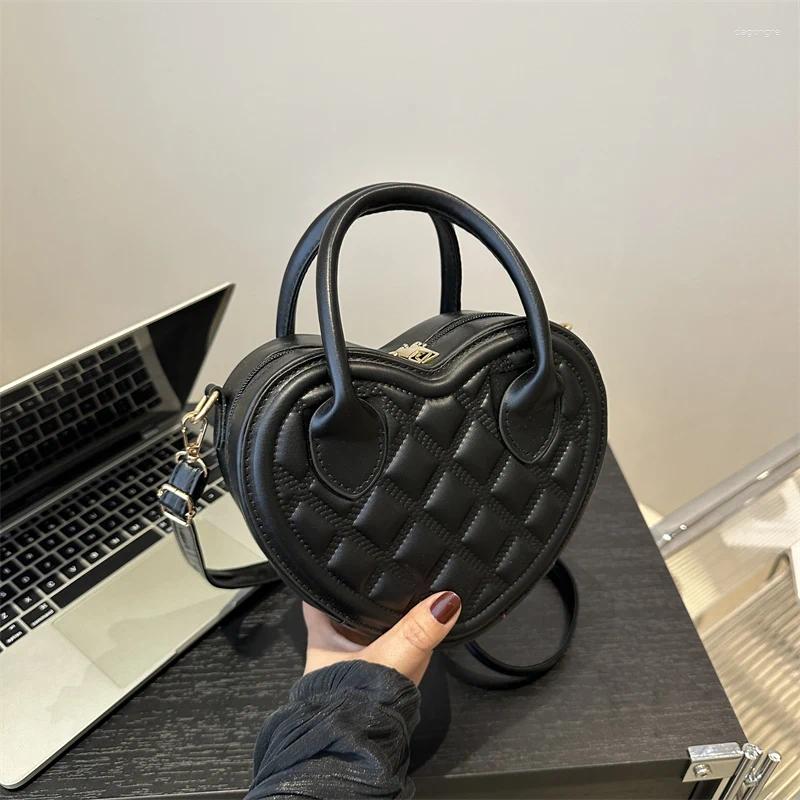 Drawstring Heart Shape Satchel Crossbody Purse Quilted Fashion Handbag PU Leather Top Handle Bag Zip Around For Women 4d7e 4
