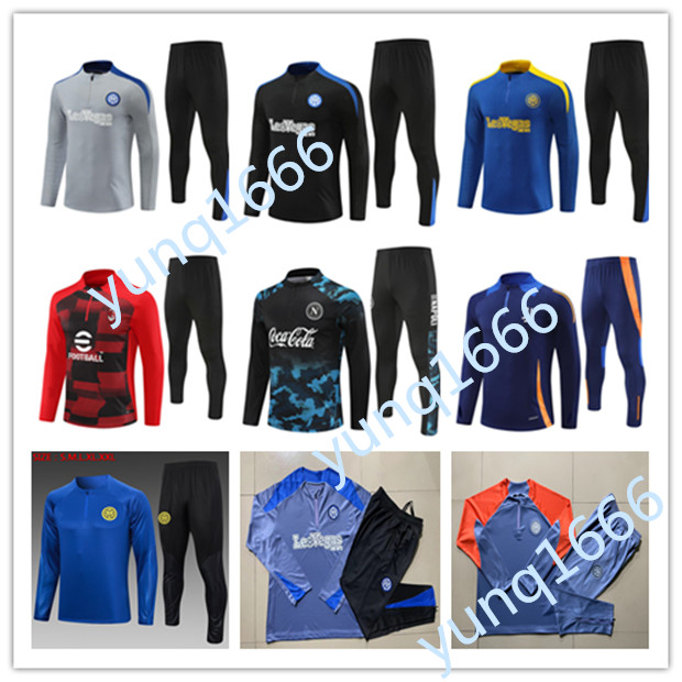 24/25 InTer soccer tracksuit Men and kids Napoli 2024 2025 AC football tracksuit kit Naples training suit MiLan training suit jogging jacket set