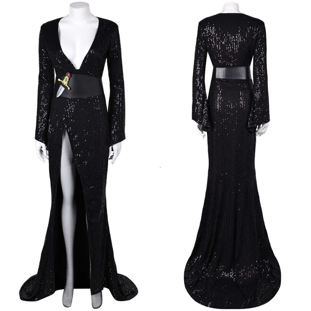 Mistress Dark Eirar Cosplay Black Dress Belt Costume Outfits Adult Women Girls Halloween Carnival Party Disguise Suit