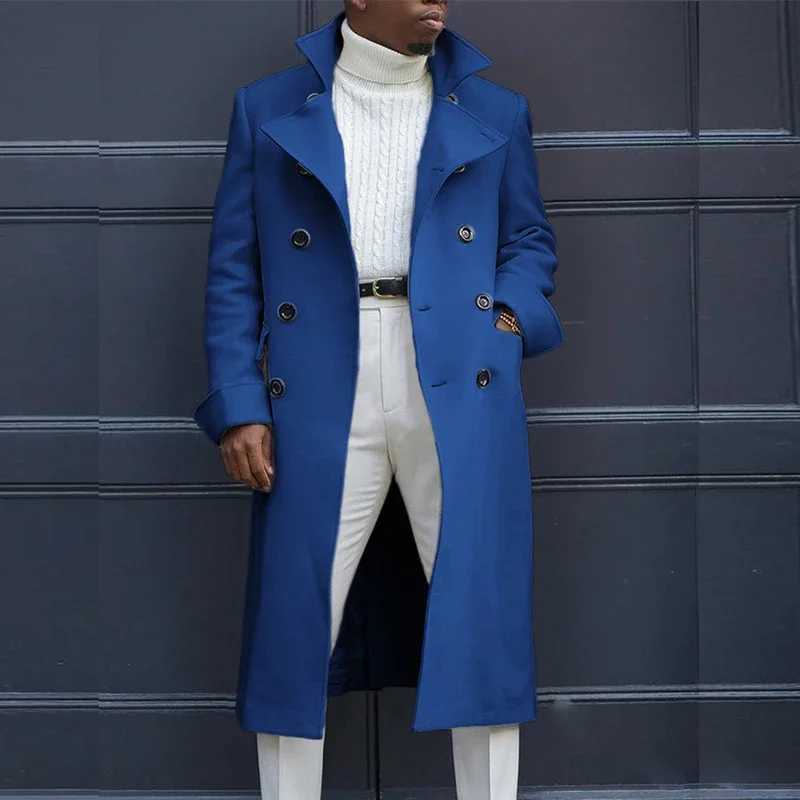 New Arrival Mens Trench New Fashion Coat Autumn Winter UK Loose Coat Medium length Trench Mens Long Coat La Ropa De Los Hombres R241004