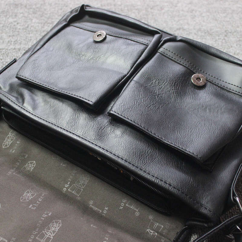 Retro Student Schoolbag Shoulder Business Casual Messenger Crossbody Bag Men's Leather Ipad Bags