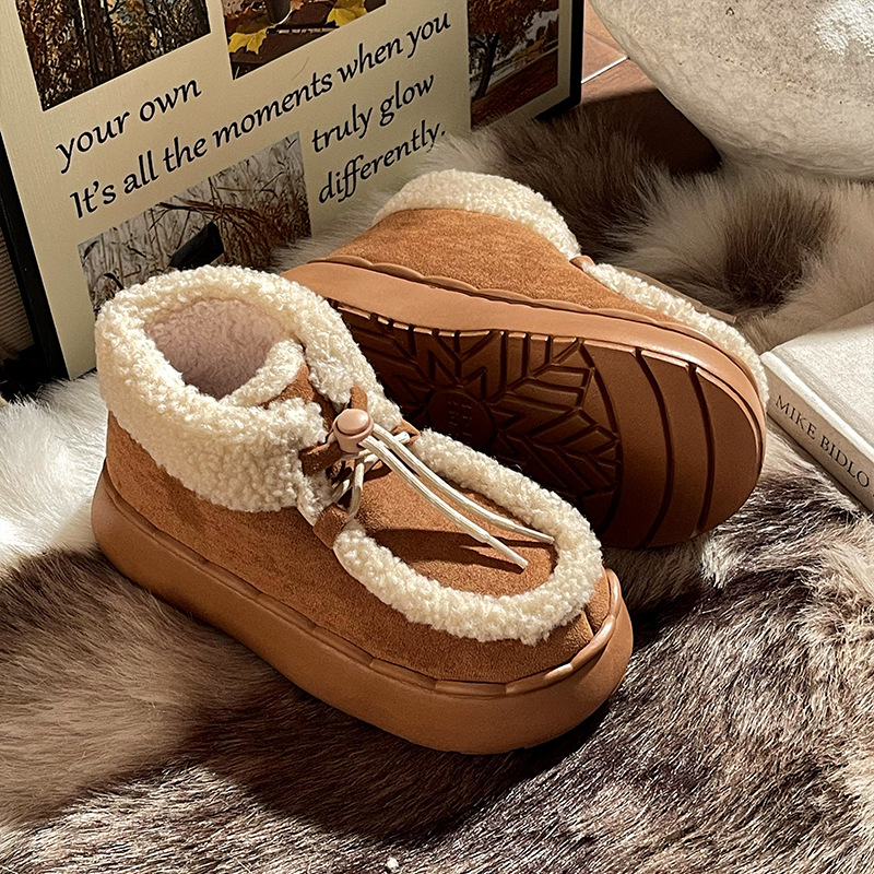 Women's 2024 new winter suede thick short boots. Warm flat bottom non slip cotton shoes 241115