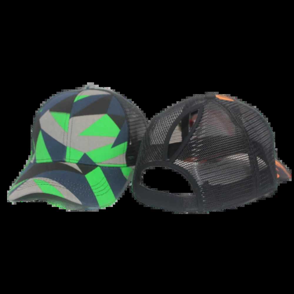 Mens Printed Geometric Baseball Cap Mesh Trucker Hat for Women Summer Cool Green Orange BlueX240930