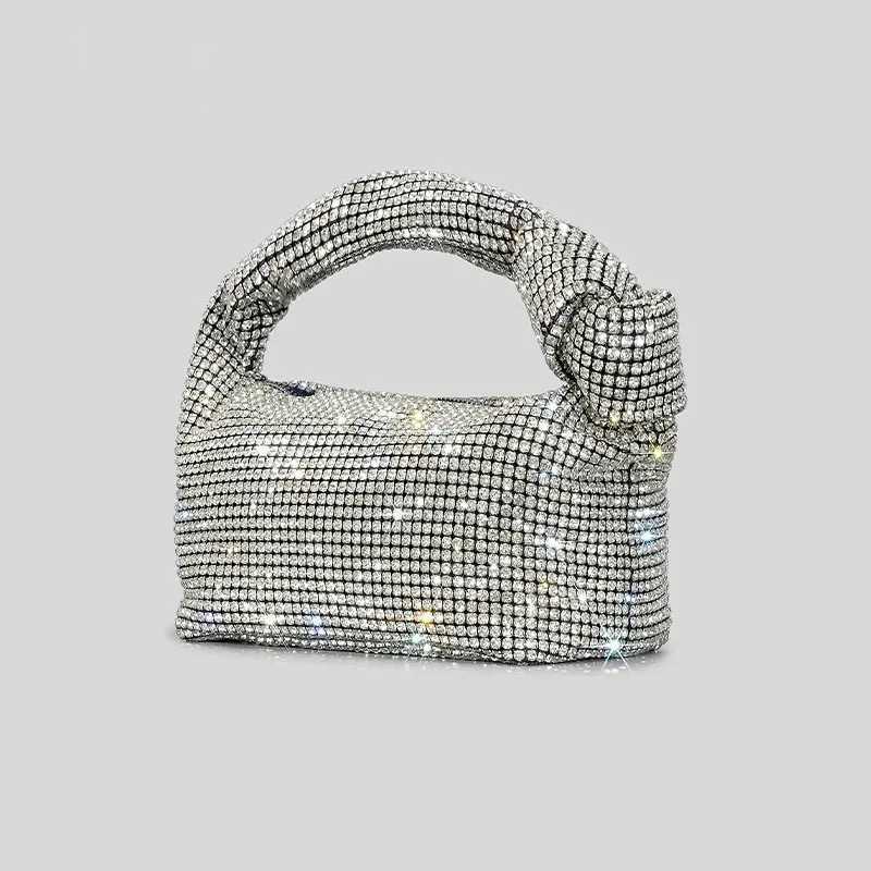 Handle Rhinestones Knot Evening Bags Silver Crystal Top Handle Bag for Women Purses and Handbags Designer Handbag Tote Z250618