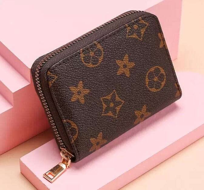 Fashion flowers designer short zipper wallets luxurys Men Women leather bags High Quality Classic Letters coin Purse Original Box Plaid card holder M6017