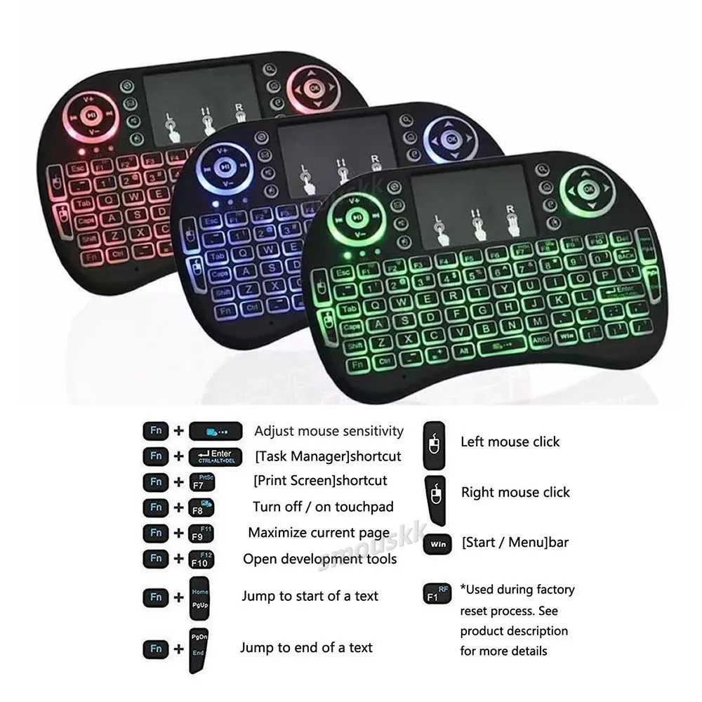 I8 Mini Wireless Keyboard 2.4G Air Mouse Keycaps Touchpad Handheld Remote Control English Russian Backlit for Android TV Box PC