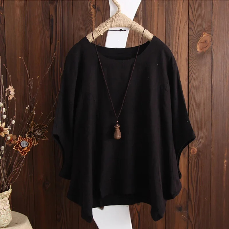 Cotton Linen Shirts Women Casual Solid Blouses Shirts Loose Tops Tunic Blusas Oversized TShirt Blouse Women Short Sleeve Shirt 240930
