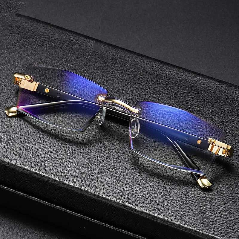 Diamond Anti Blue Light Blocking Rimless Reading Glasses Rimless Anti-Blue Frameless Presbyopic Glasses For Men WomenXJ240907