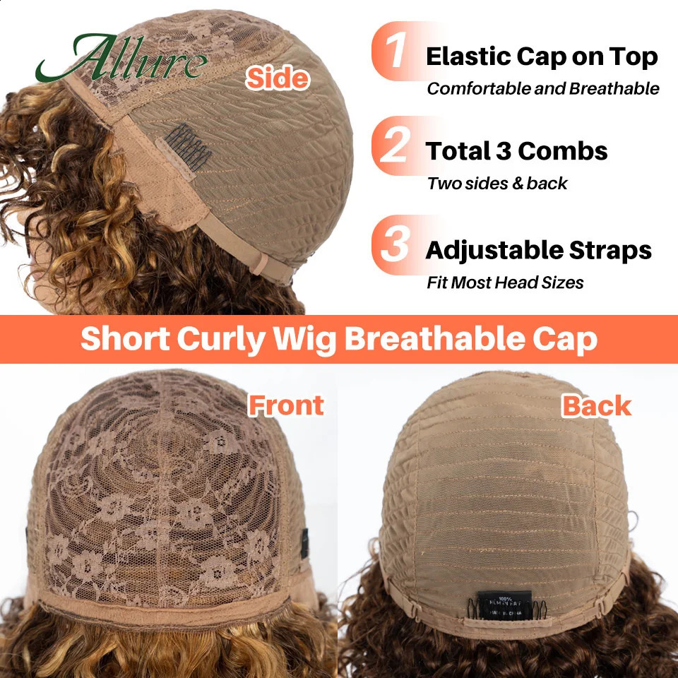 Brazilian elf Bob cuts human hair wig for women Jerry curls wig with bangs 10 inches high gloss colored wig tempting 240921