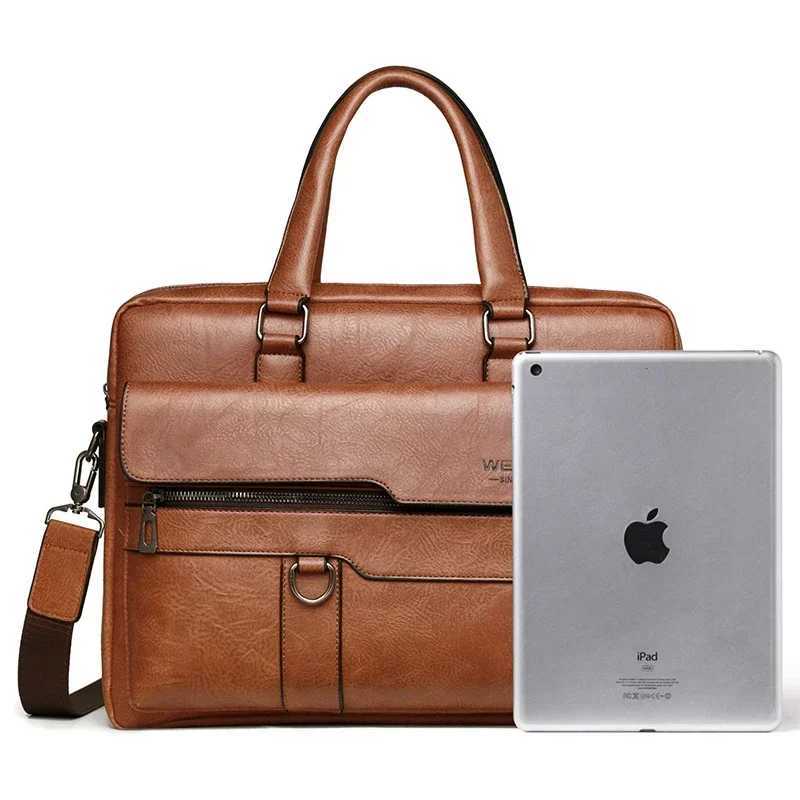 Weixier 2024 Men Briefcase High Quality Business Computer Famous Brand PU Shoulder Messenger Bag Office Handbag 14 in Laptop BagXJ241004