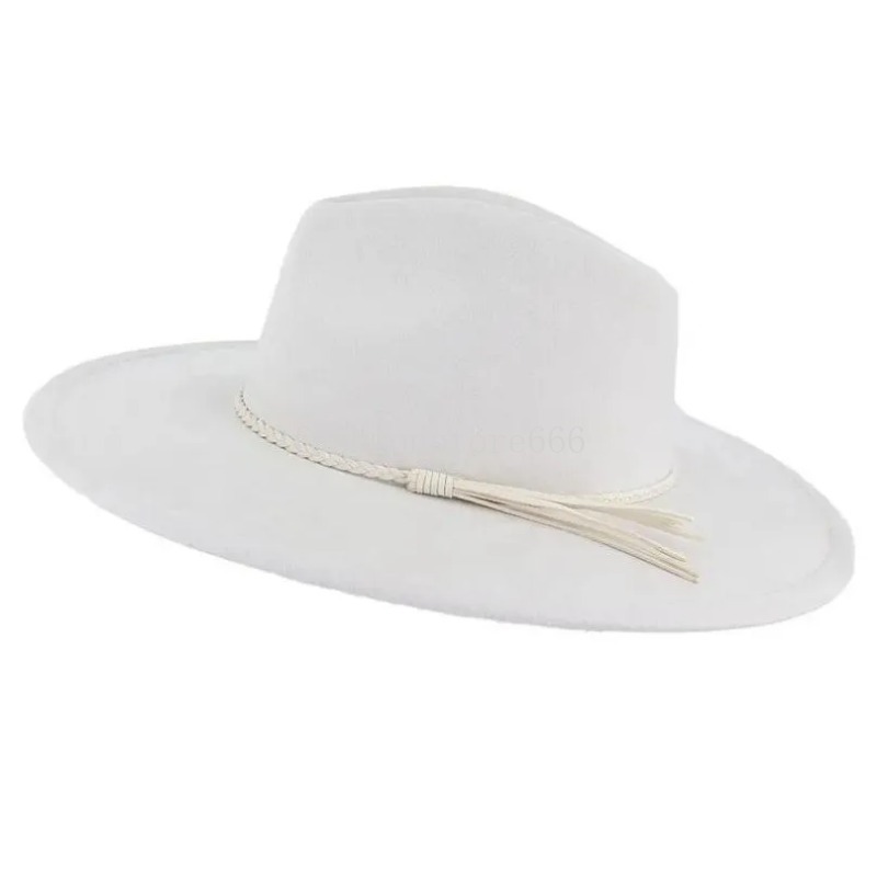 Wide Brim Hats Suede Top Hat 9.5Cm Wide Brim Fedora Men Women Autumn Winter Felt Jazz Hats Classic Church Fedoras Drop Delivery Fashio Dhpyj
