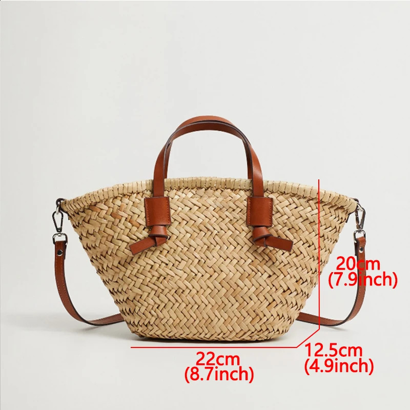 Casual Wicker Woven Basket Bags Rattan Women Handbags Summer Beach Straw Large Capacity Tote Big Shoulder Crossbody Bag 240930