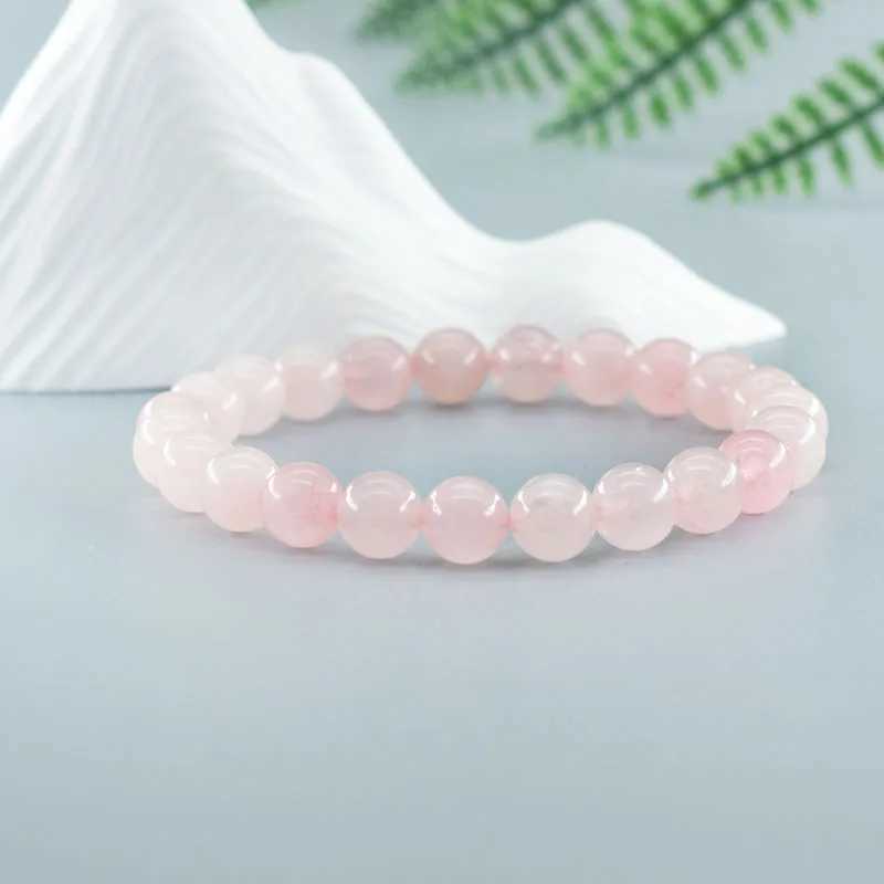 Natural Pink Rose Powder Crystal Quartz Natural Stone Stretch Bracelets Homme Purify the Soul Pulsera Jewelry Beads Lover WomenX241004