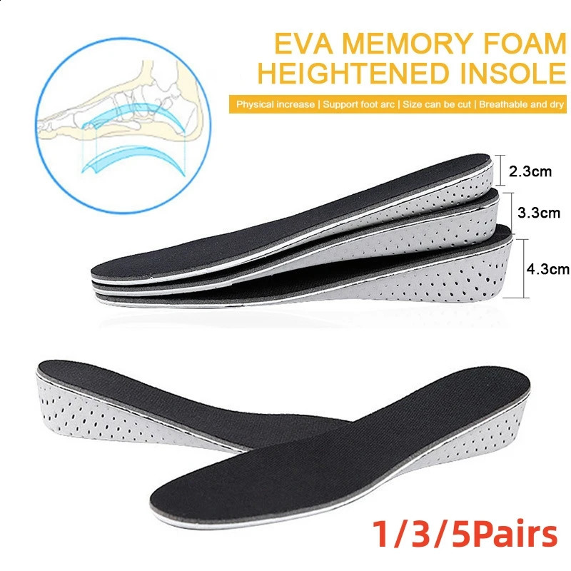 1/3/5Pairs Invisible Height Increase Insoles EVA Memory Foam Shoe Insole Heel Lifting 2/3/4CM Taller Cushion Heighten Shoe Pad 240929