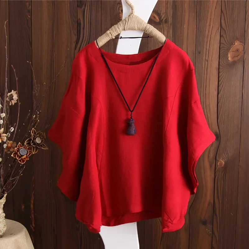 Cotton Linen Shirts Women Casual Solid Blouses Shirts Loose Tops Tunic Blusas Oversized TShirt Blouse Women Short Sleeve Shirt 240930