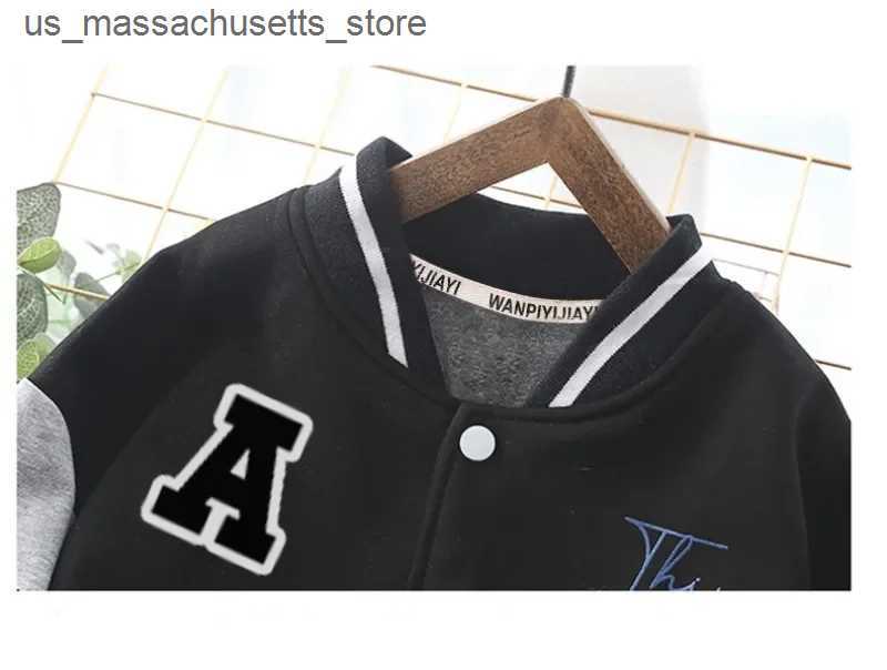 Jackets Kids Boys Bomber Jacket Children Spring Autumn Letter Print Outerwear Streetwear Varsity Baseball Uniform New Coats 3-12 Years L240910