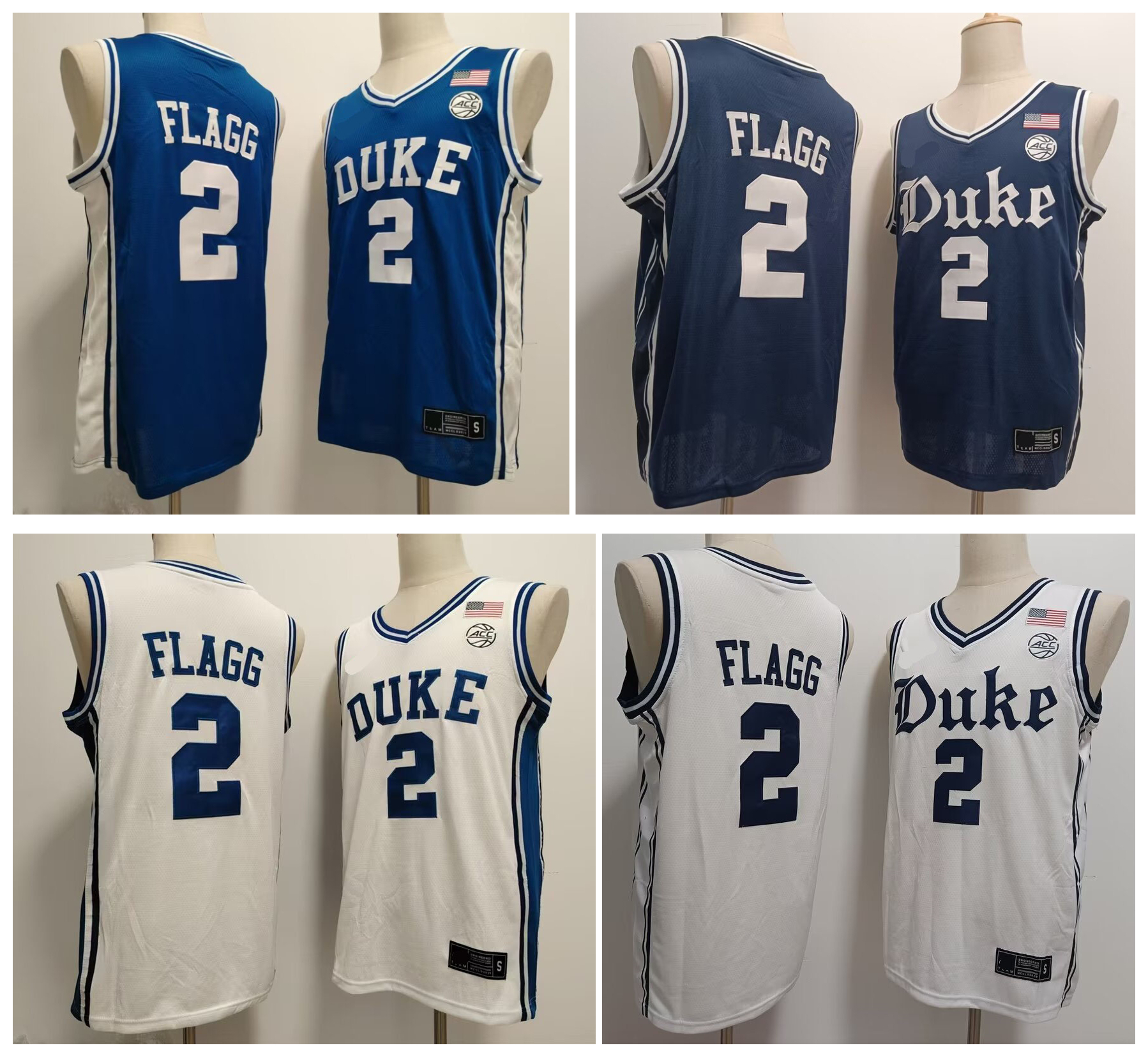 2 Cooper Flagg Duke Blue Devils NCAA College Basketball Jersey Blue White All Stitched Size S-XXL