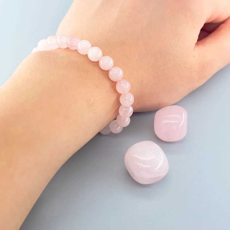 Natural Pink Rose Powder Crystal Quartz Natural Stone Stretch Bracelets Homme Purify the Soul Pulsera Jewelry Beads Lover WomenX241004