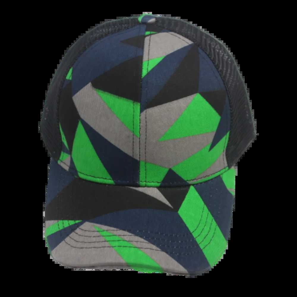 Mens Printed Geometric Baseball Cap Mesh Trucker Hat for Women Summer Cool Green Orange BlueX240930