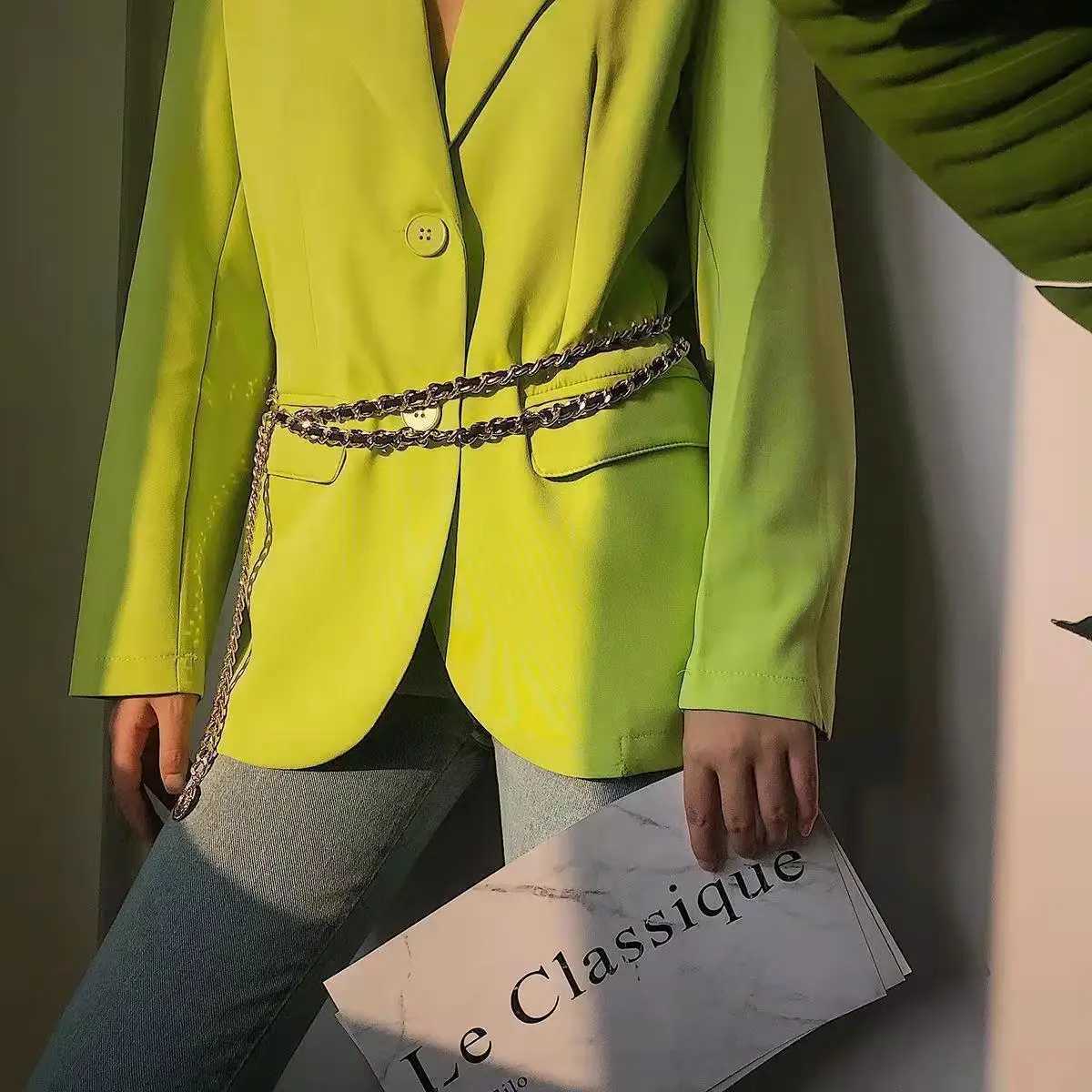 2023 double-layer metal thick chain waist chain womens decorative lamp luxury decoration with dress belt for women W240930