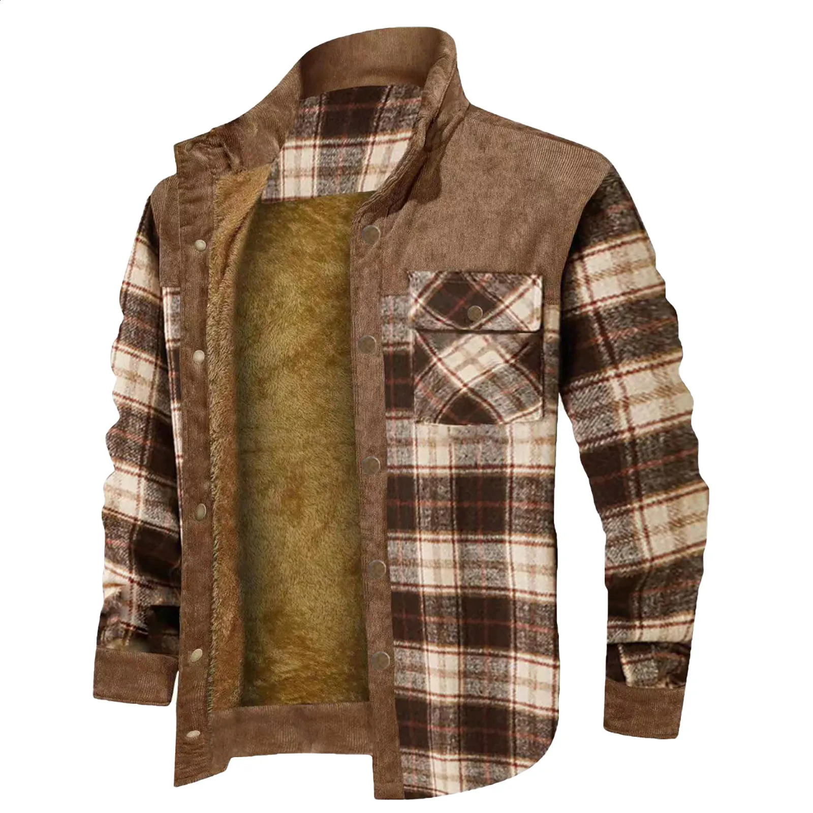 Jackets For Men Casual Work MenS Winter Wool Lined Flannel Plaid Shirt Jacket With Button Hooded Long Leather 240927