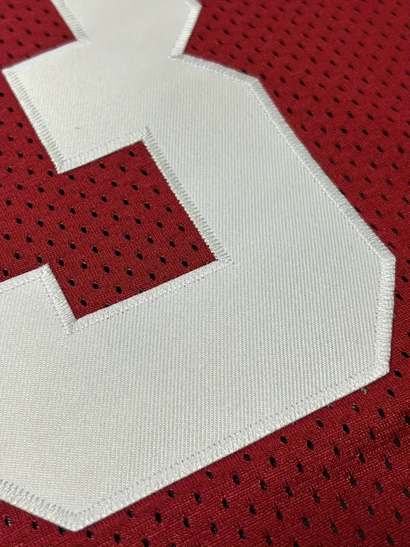 #23 Christian McCaffrey Comfy V-Neck Football Jersey Red Mesh Embroidery for Training and Competition Breathable Moisture-Wicking Short Sleeve Top for