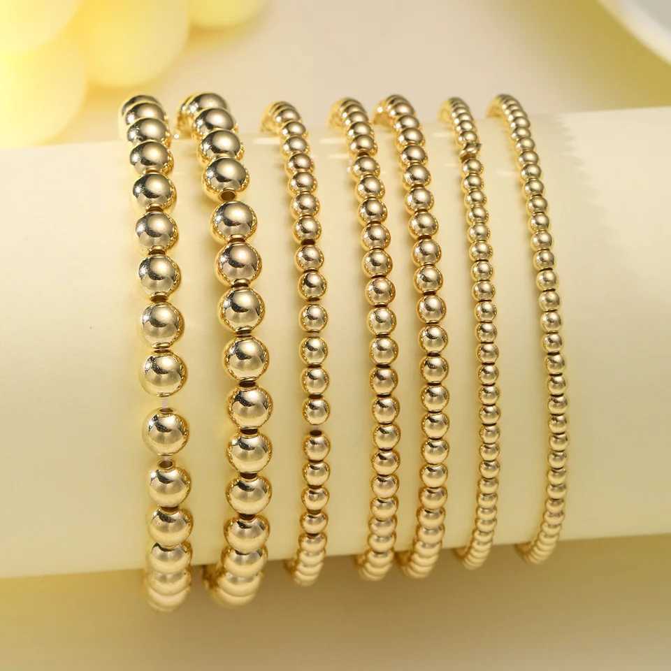 7 Pcs/Set Vintage Handmade Gold Color Beads Bracelets Set Stretch Women Trendy Bracelets Fshion Girls Party Boho Jewelry Gifts W250121