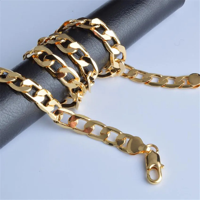 Gold Chain Rough Necklace Long Fashion Jewelry 18 K 810MM 50cm 20inch Men Wholesale 240923
