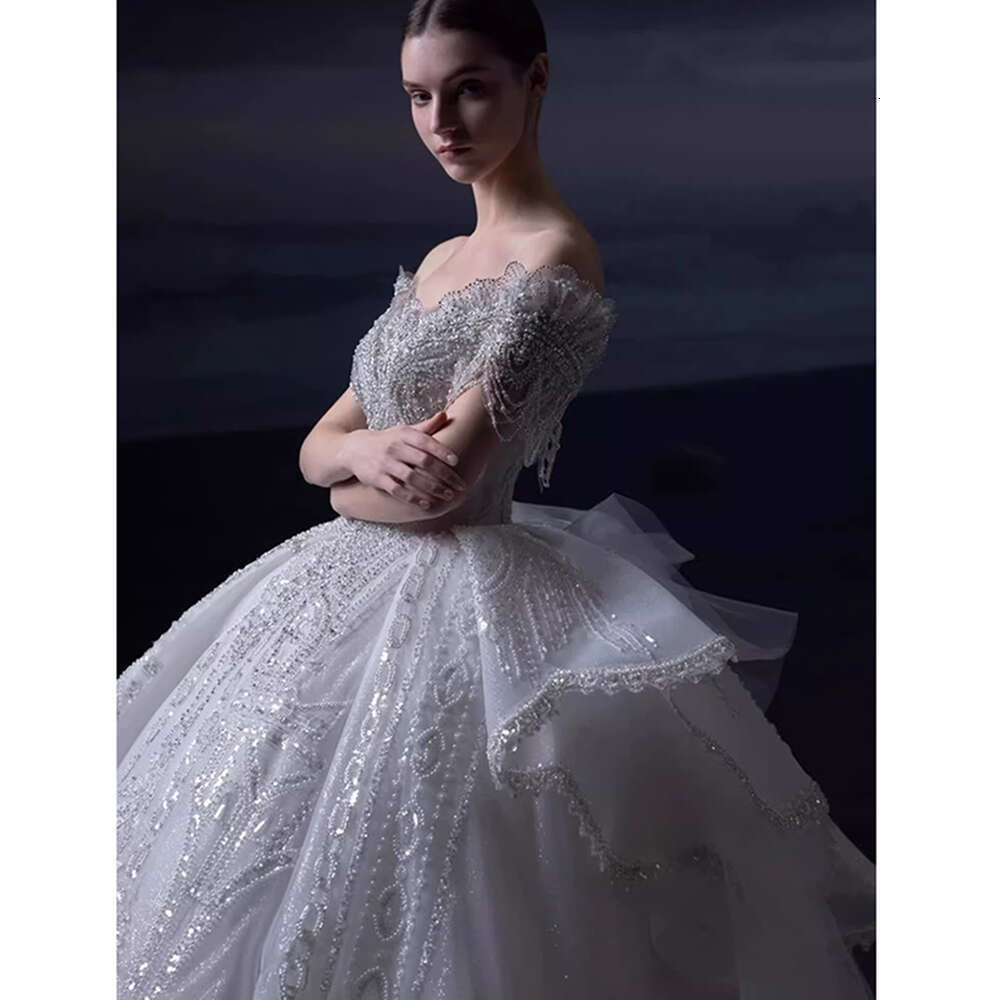 Fashion Off The Shoulder Wedding Dress Lace Applique Beaded Bridal Gown Custom Made High Quality Princess Bride Dresses