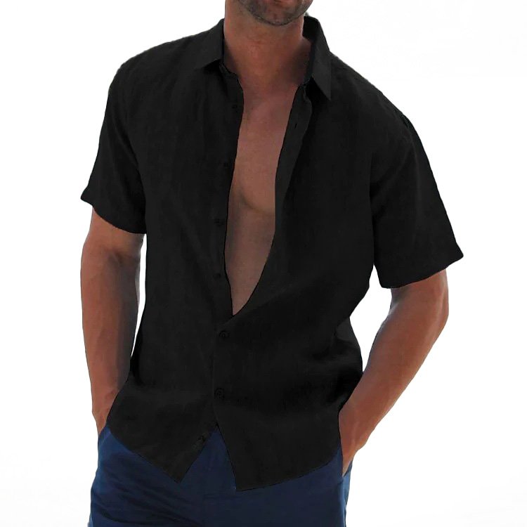 Men Short Sleeve Dress Shirt Plus Size Overshirt Vintage Blouse Top Mens Shirt Blouse New Designs Cotton Button Down Dress Shirts Tops Autumn Luxury 3
