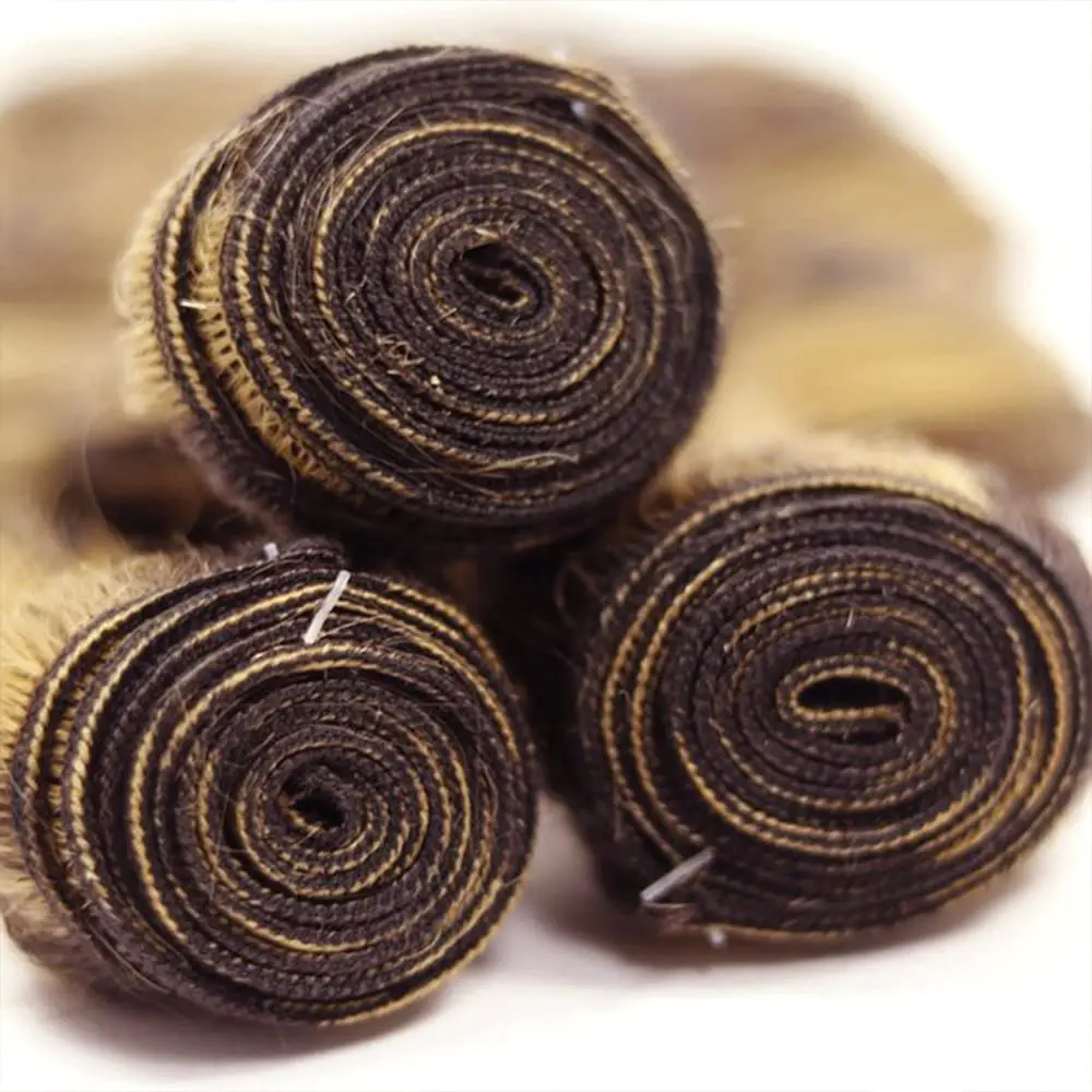 Highlight Bundles Closure Brazilian Body Wave Ombre Blonde Human Hair Tissage Bundle With 13X4 Frontal P4/27 Color