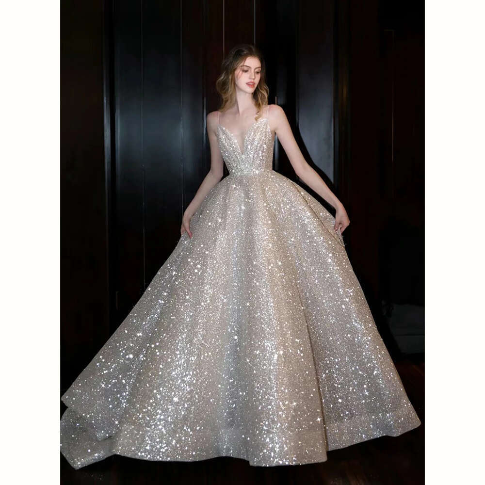 A Newest E V Neck Spaghetti Strap Wedding Dress Simple Sexy Sleeveless Bridal Gown Custom Made Princess Bride Dresses es