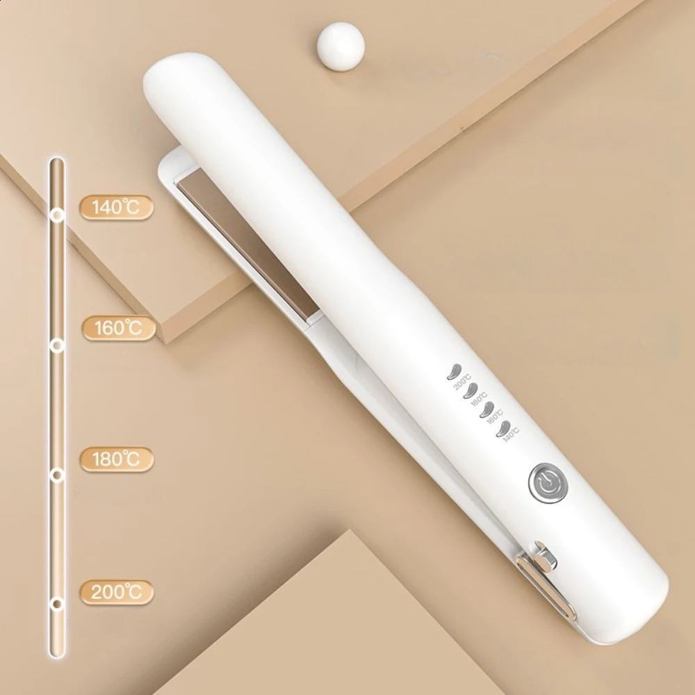 Anti-Scald Cordless Hair Straightener Brush Lightweight Mini To Carry Out USB Rechargeable Electric for Home Travel for Women 241224