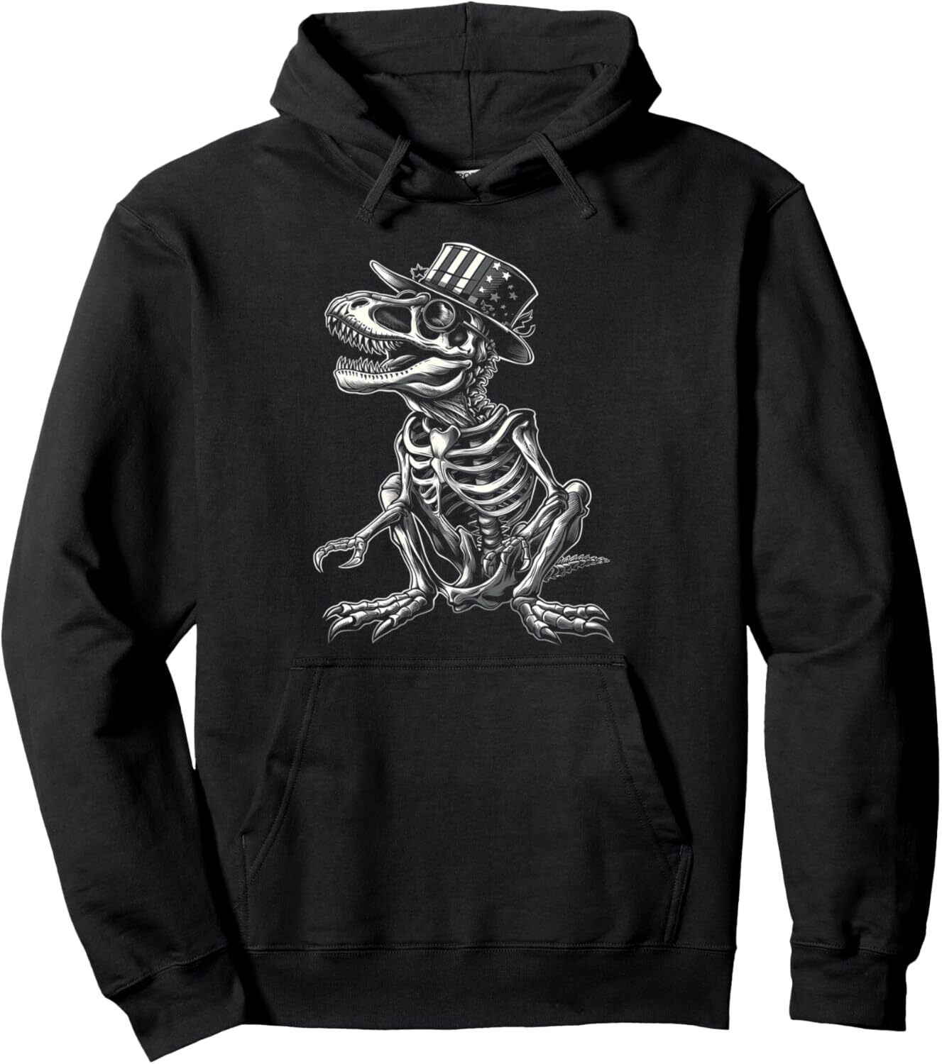 Hoodie for Mens Womens Dinosaur Skeleton Fossil Paleontology USA Flag 4th Of July Pullover Hoodie Graphic Hoodies sweatshirt Pullover Long Sleeve