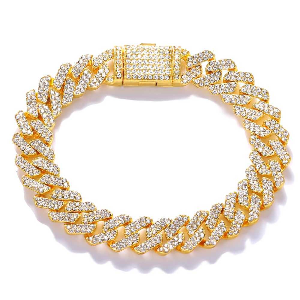 20cm 2023 Luxury Ice Out Cuban Link Chain Bracelet for Men Gold Silver Sparkling Water Diamond Chain Bracelet W241004