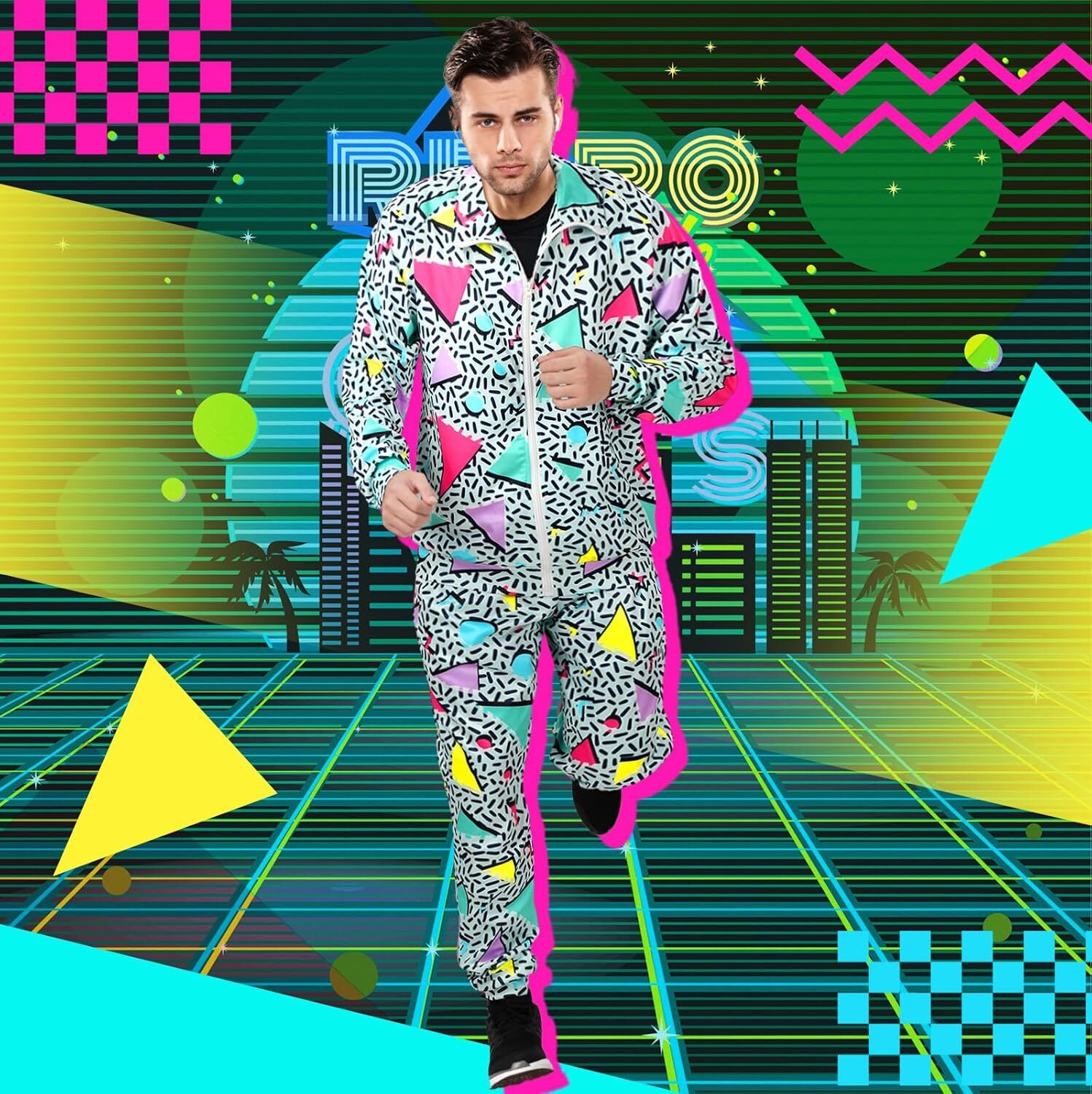 designer tracksuit retro 80s 90s men's side compression sportswear urban clothing casual long sleeved 90s jogging sportswear