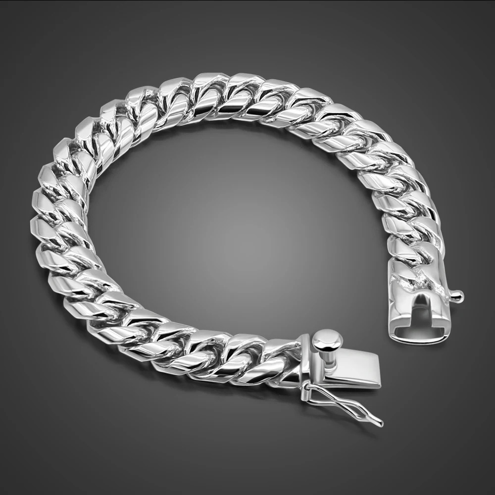 925 Sterling Silver 10 mm Link Chain Cuban Charm Bracelet for Women Wrist Punk Italian Starter Bracelet Man Jewelry Gift 240924